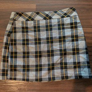 Black/ Grey / Yellow Plaid Mini Skirt